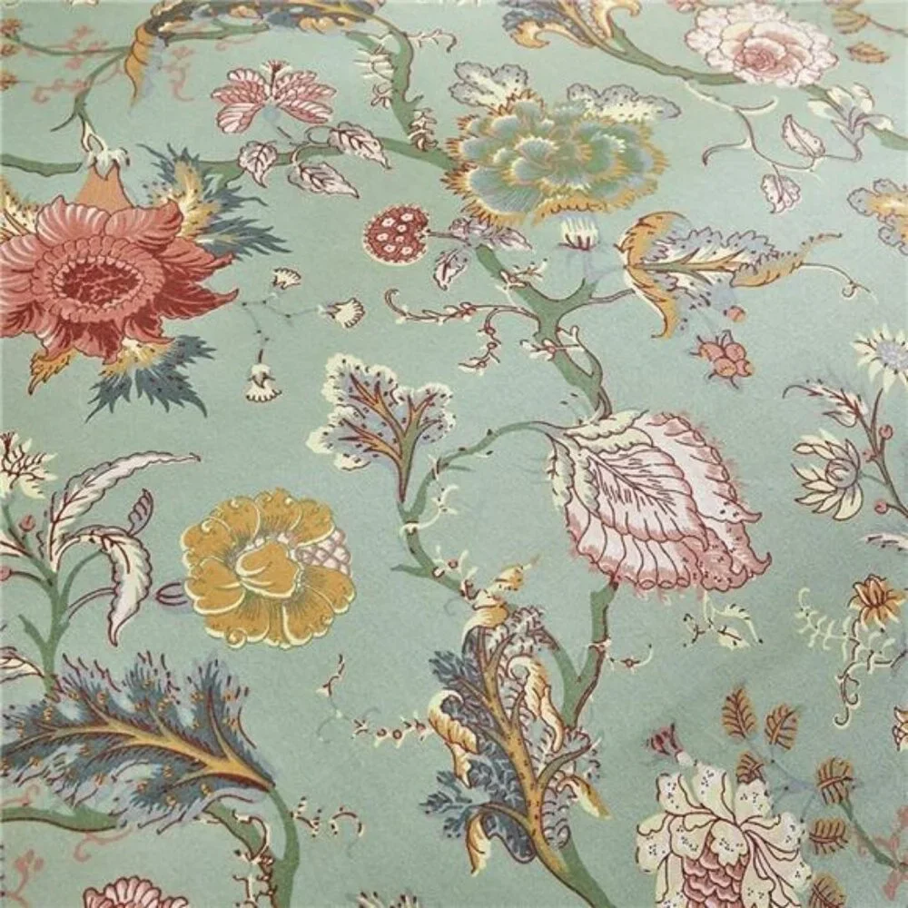 NEW Anthro Green Floral Queen / King Size Boho Retro Duvet Bedding Sham Case Set